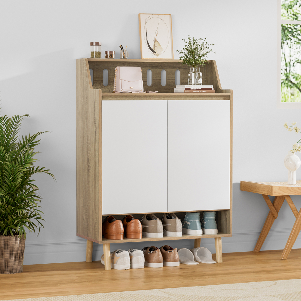 Anmytek Storage Cabinet with Doors, 5-Tier Wooden Shoes Rack Shoe Storage Organizer
