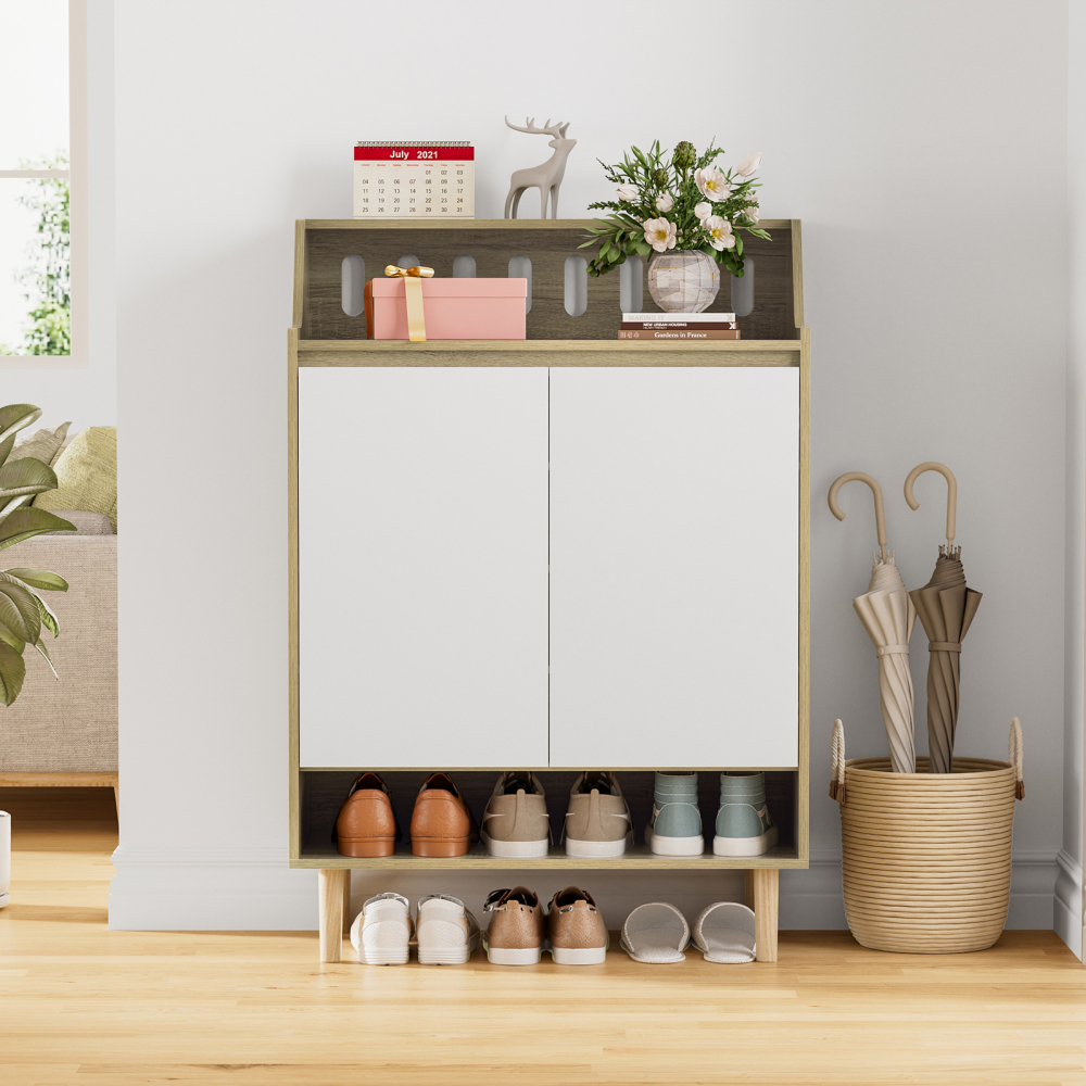 Anmytek Storage Cabinet with Doors, 5-Tier Wooden Shoes Rack Shoe Storage Organizer