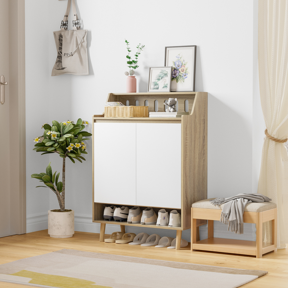 Anmytek Storage Cabinet with Doors, 5-Tier Wooden Shoes Rack Shoe Storage Organizer