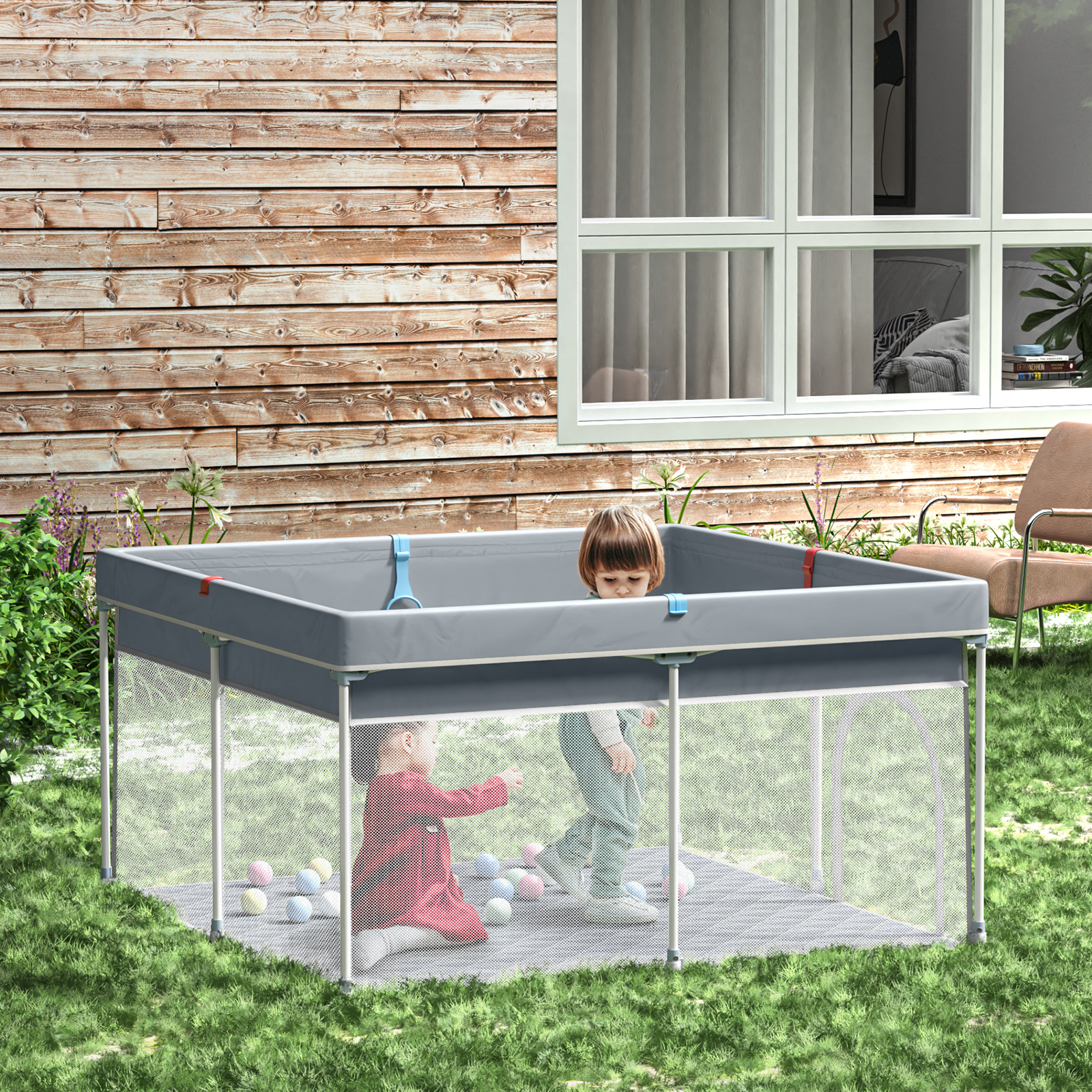 Anmytek Foldable Baby Playpen with Mat, Safe Sturdy, Play Yard, Anti-Slip, Playard with Mat