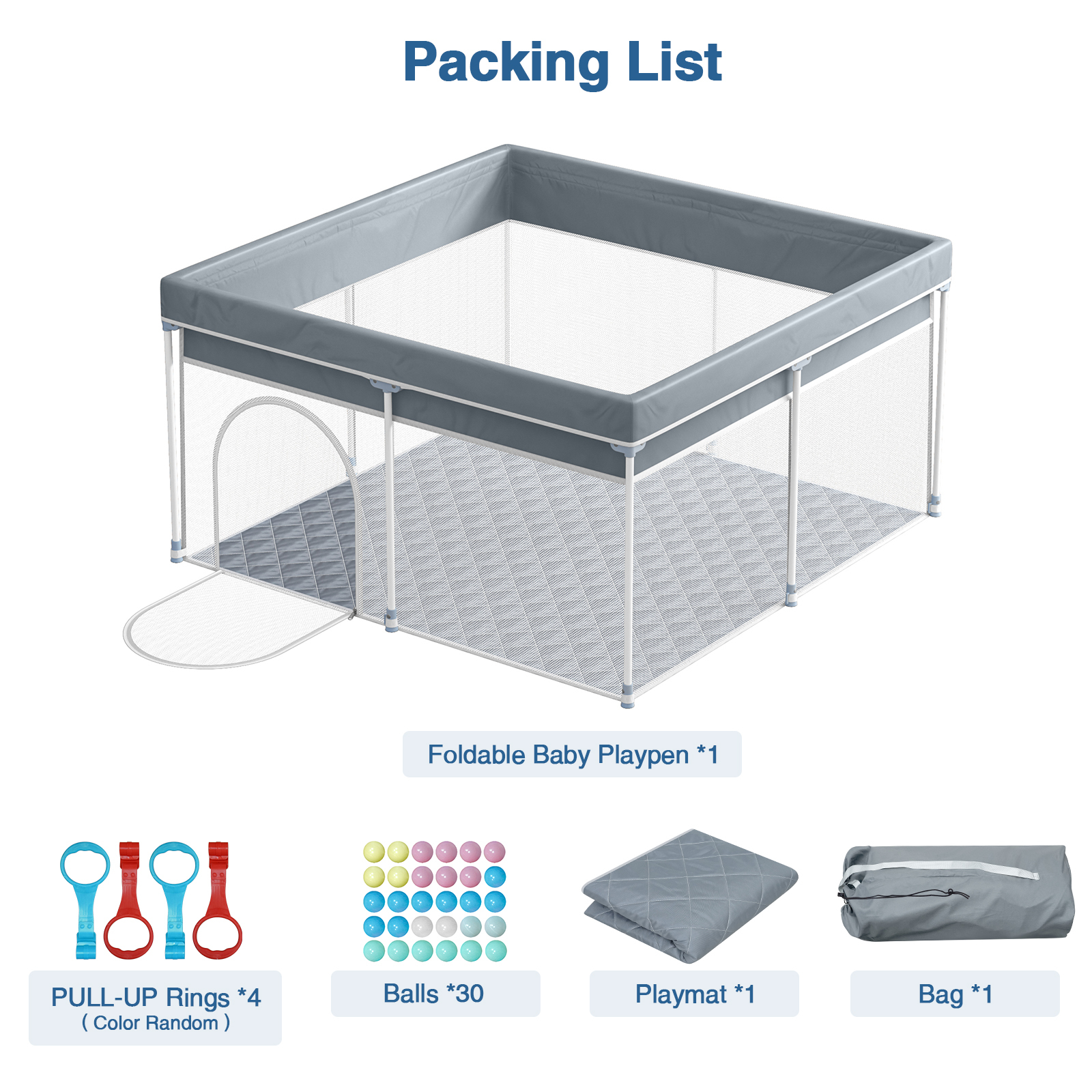 Anmytek Foldable Baby Playpen with Mat, Safe Sturdy, Play Yard, Anti-Slip, Playard with Mat