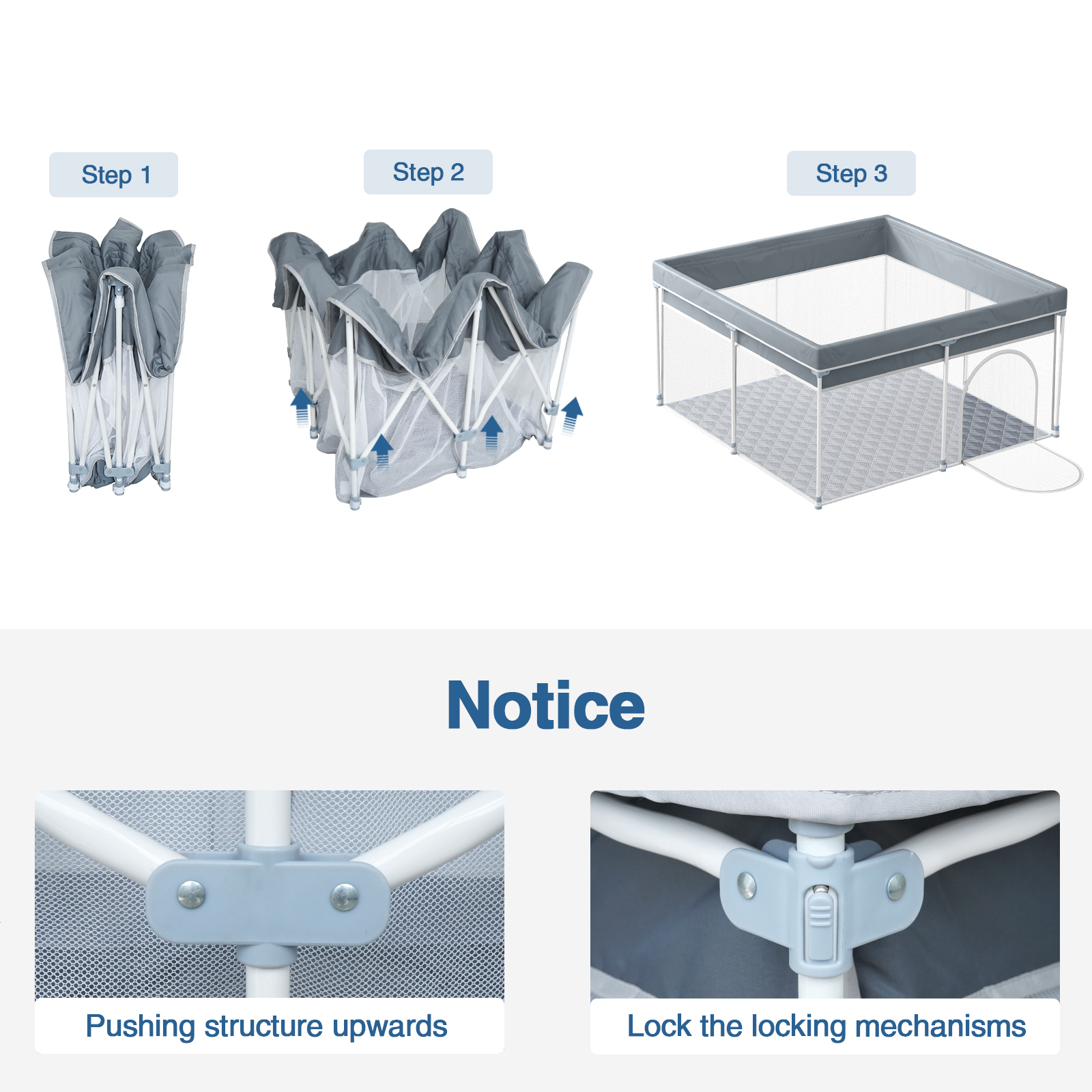 Anmytek Foldable Baby Playpen with Mat, Safe Sturdy, Play Yard, Anti-Slip, Playard with Mat