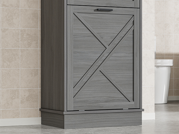 Anmytek 10 Gallon Tilt Out Trash Can Cabinet with Drawer, Kitchen Freestanding Wood Recycling Trash Cabinet
