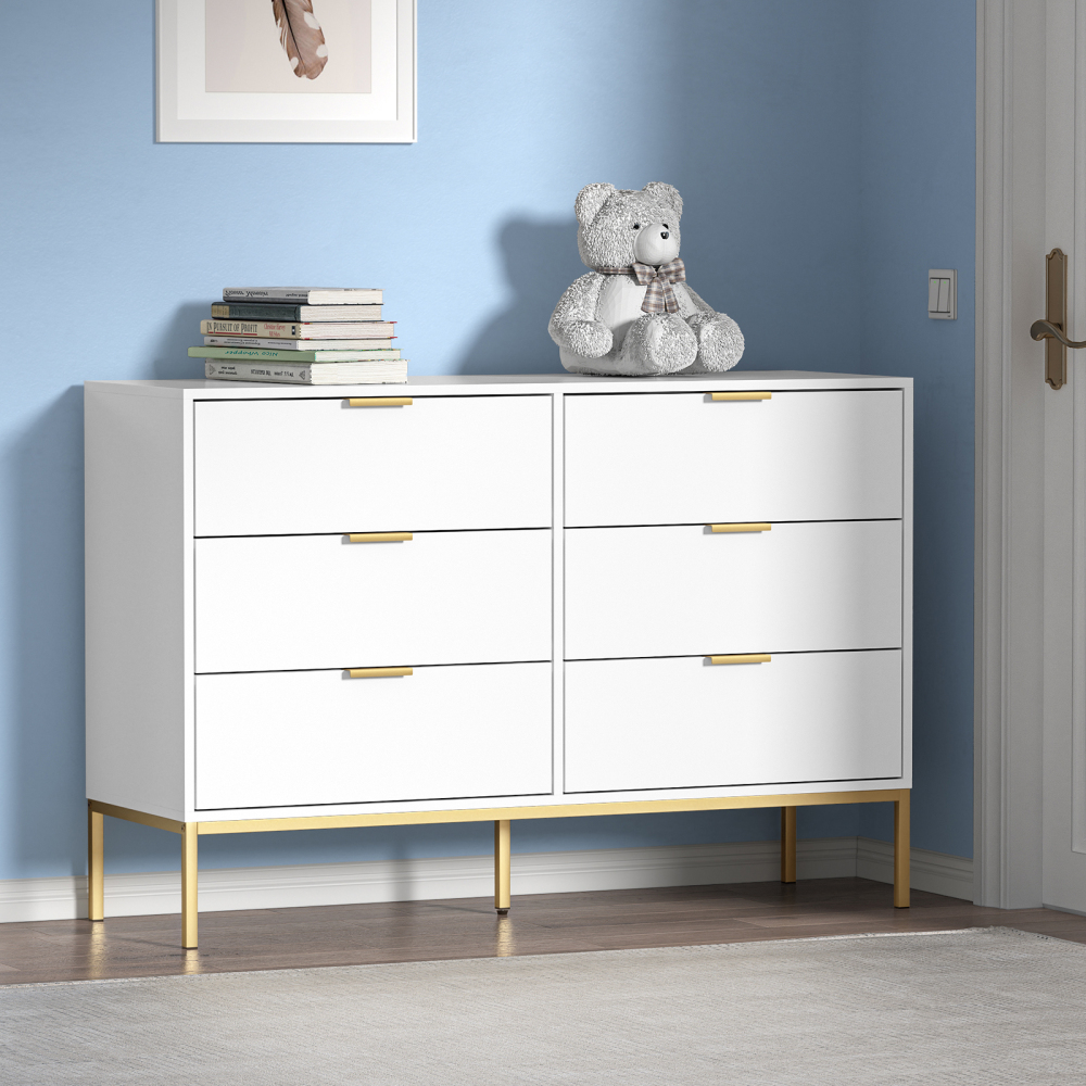 Anmytek Modern Black 6 Drawer Dresser