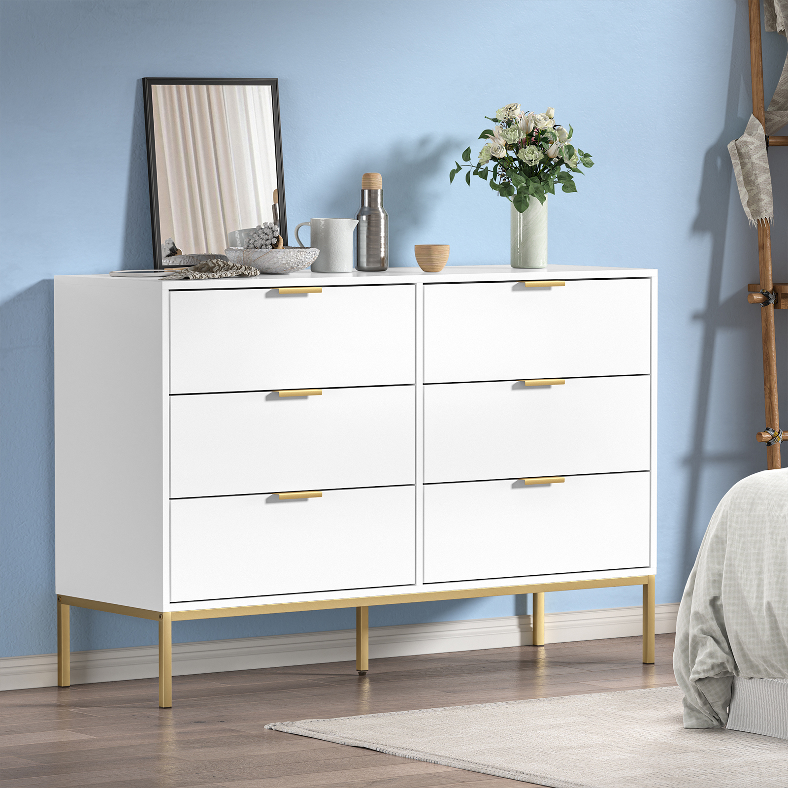 Anmytek Modern Black 6 Drawer Dresser