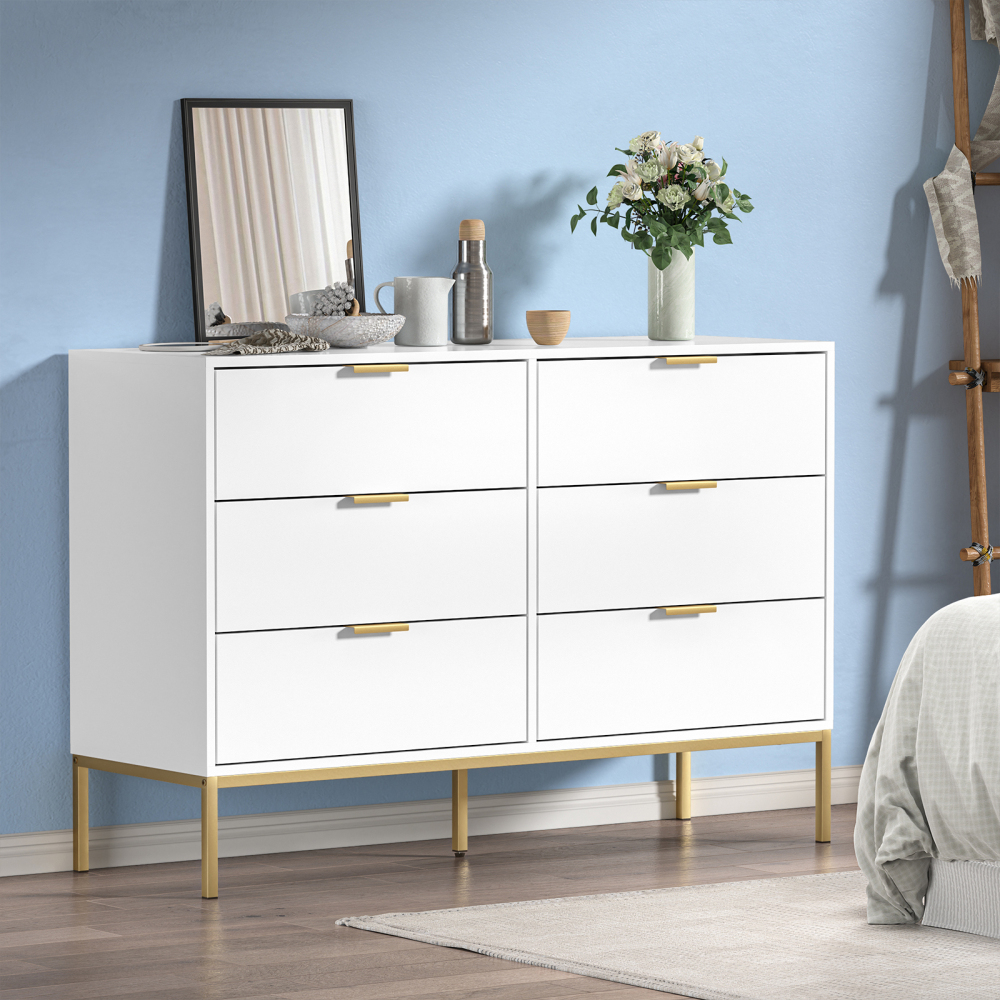 Anmytek Modern Black 6 Drawer Dresser