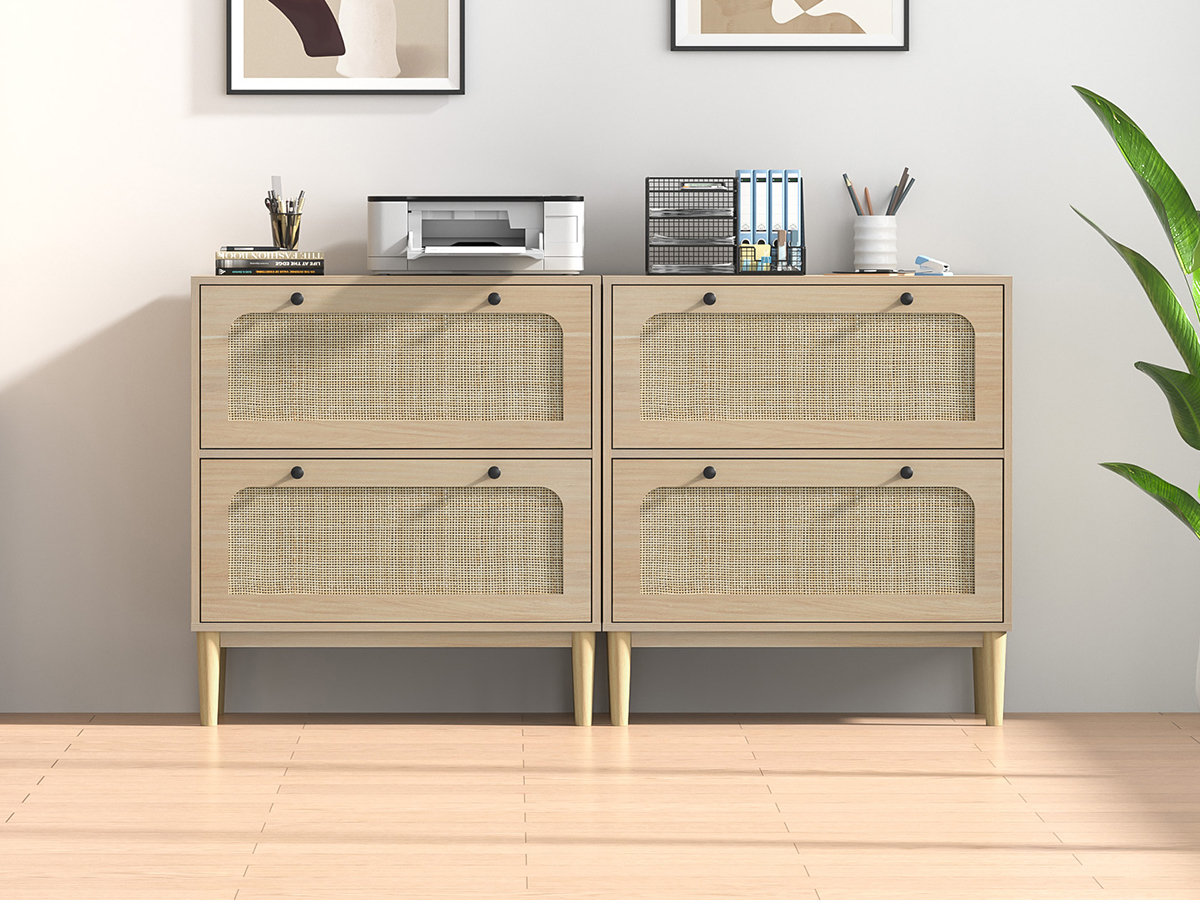 Anmytek Lateral File Cabinet with 2 Drawers, Filing Cabinet with Adjustable Hanging Bar for Letter