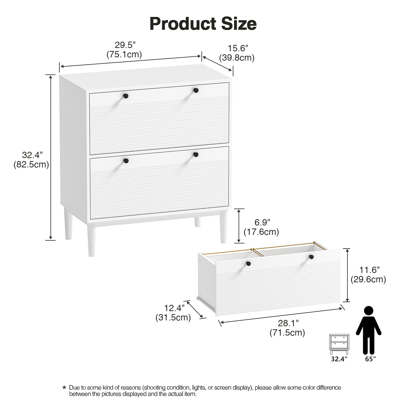 Anmytek Lateral File Cabinet, Rattan Filing Cabinet with Adjustable Hanging Bar for Letter
