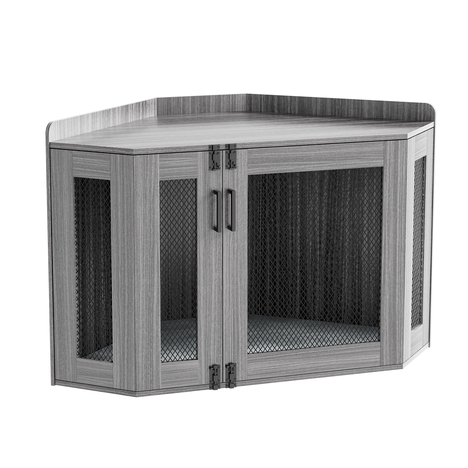 Anmytek Wooden Corner Dog Crate Furniture, Wooden Dog Kennel End Table
