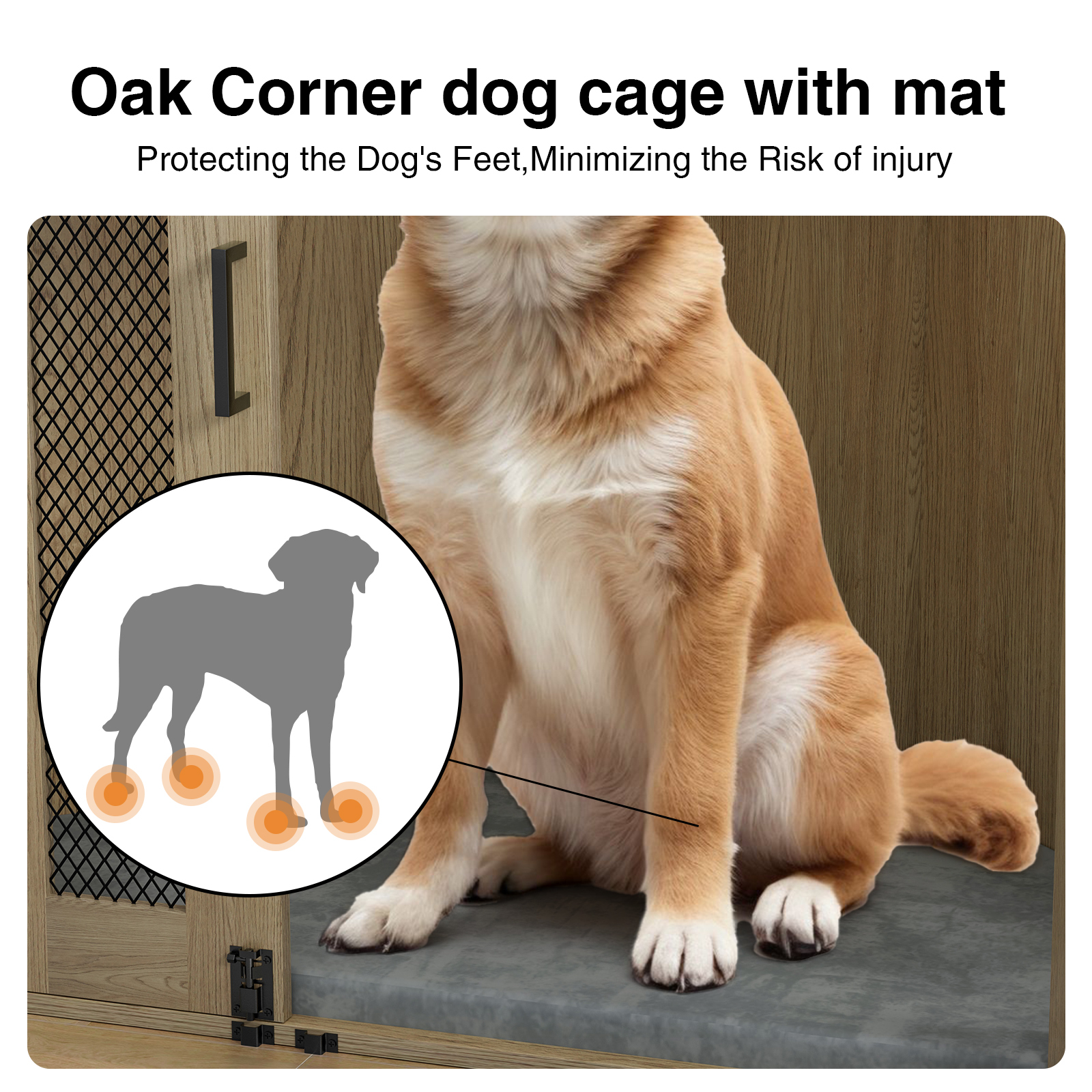 Anmytek Wooden Corner Dog Crate Furniture, Dog Kennel End Table, Decorative Pet Crate Indoor Use