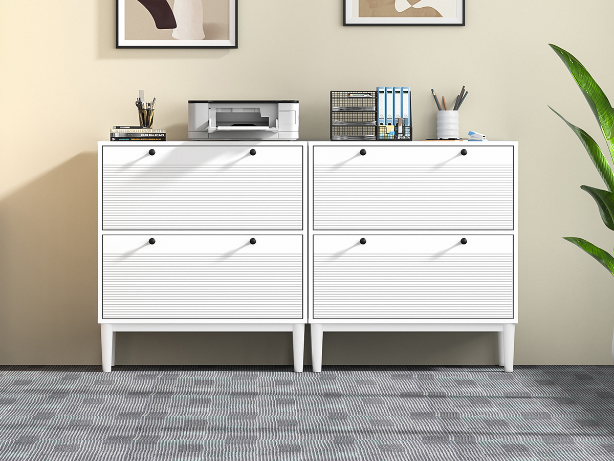 Anmytek Lateral File Cabinet, Rattan Filing Cabinet with Adjustable Hanging Bar for Letter