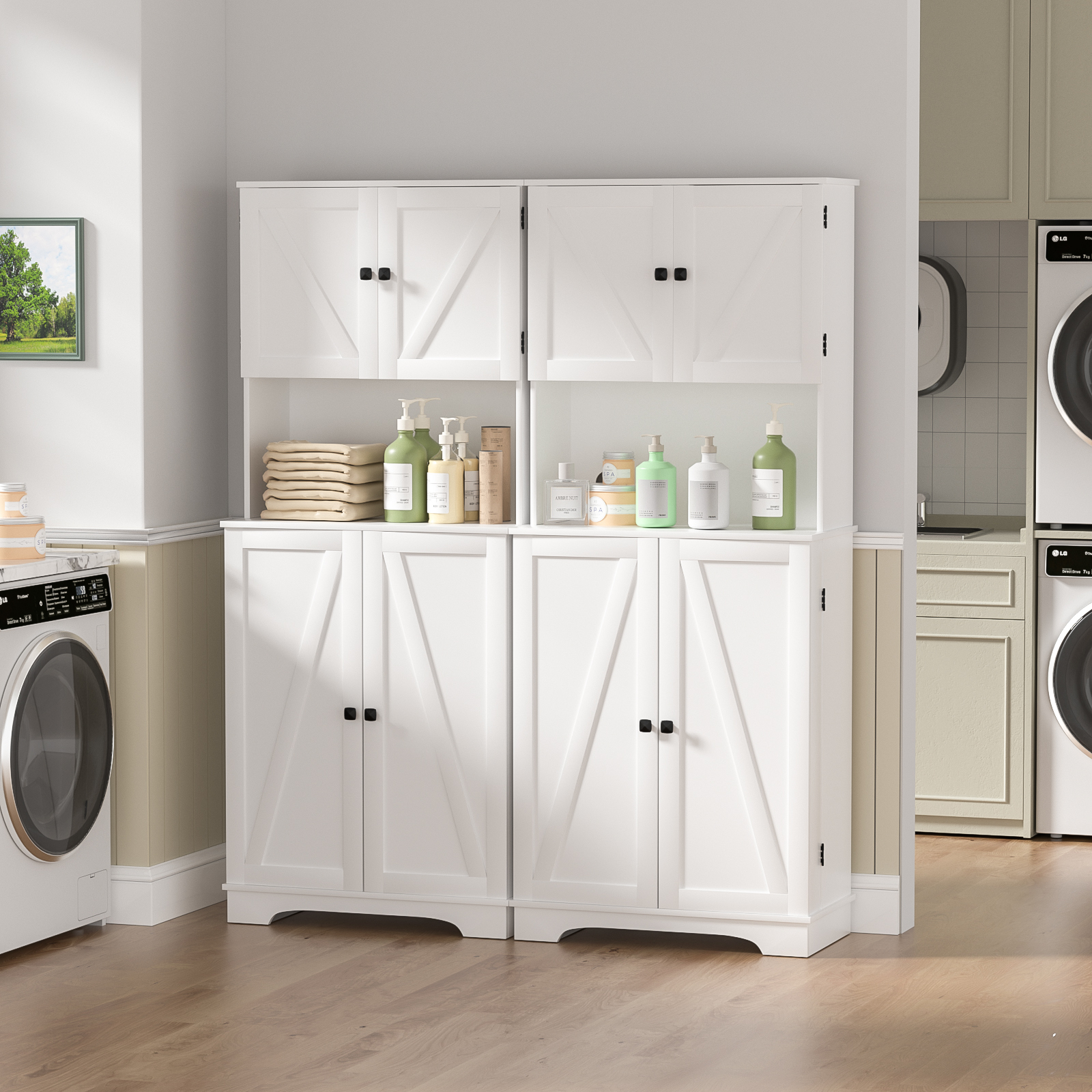 Anmytek 71" Tall Kitchen Pantry Storage Cabinet, Modern Food Pantry Cupboard