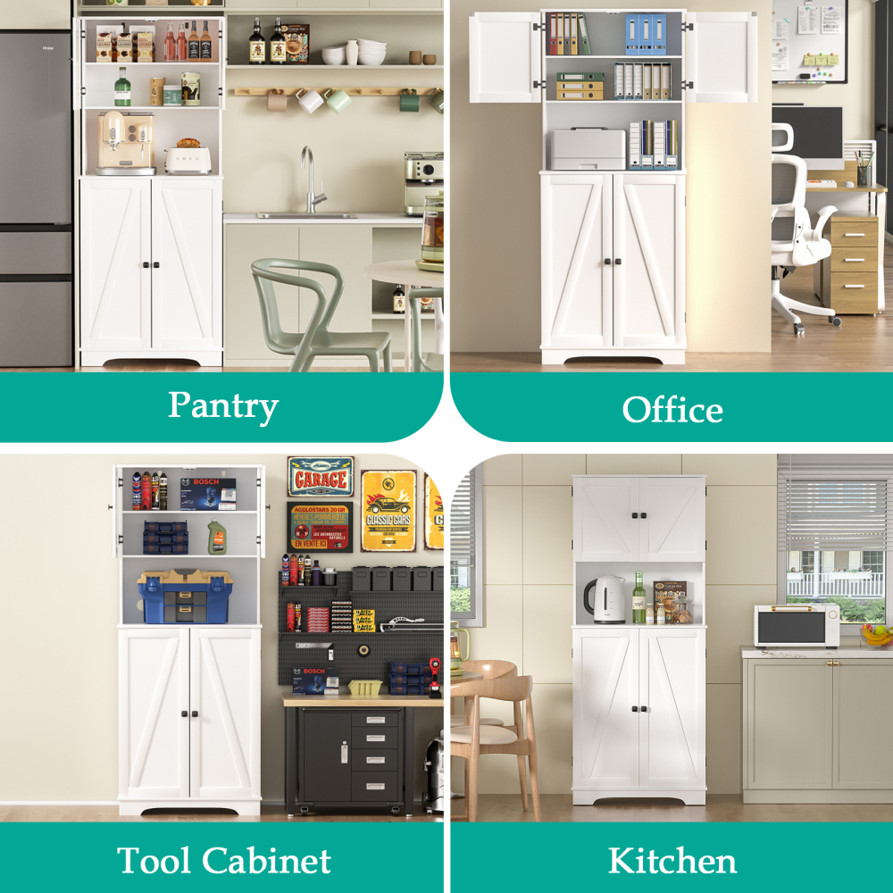 Anmytek 71" Tall Kitchen Pantry Storage Cabinet, Modern Food Pantry Cupboard