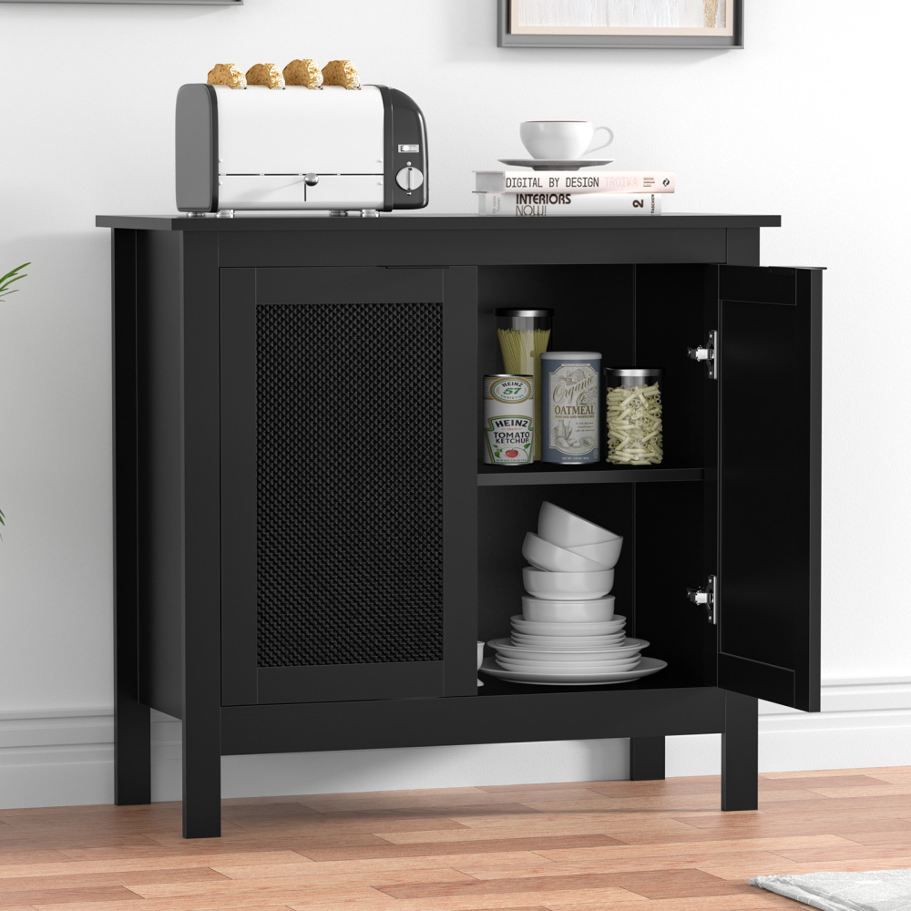 Anmytek Black Sideboard Buffet Cabinet, Farmhouse Kitchen Storage Cabinets