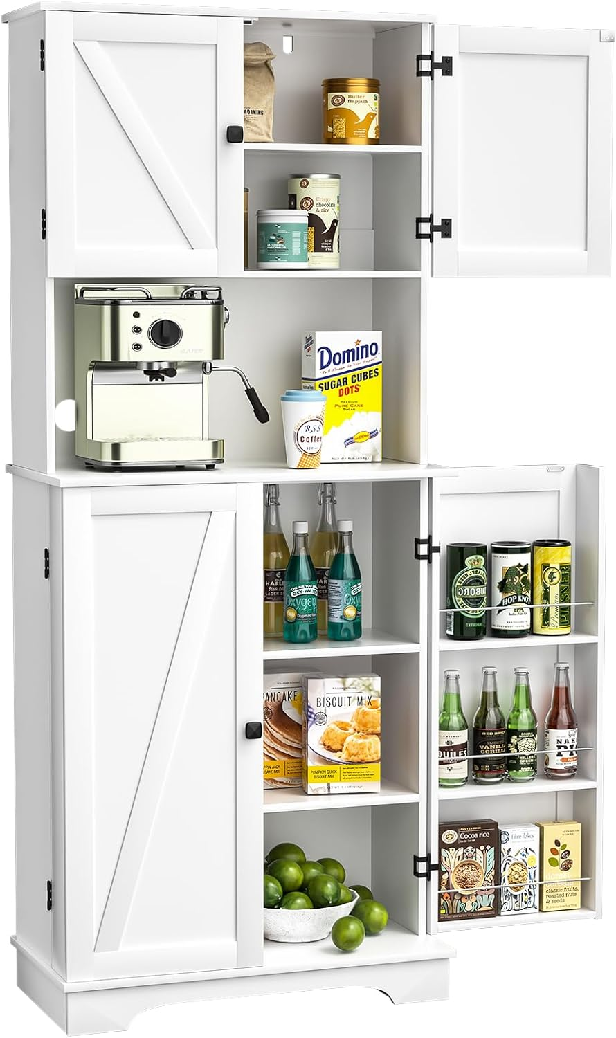 Anmytek 71" Tall Kitchen Pantry Storage Cabinet, Modern Food Pantry Cupboard