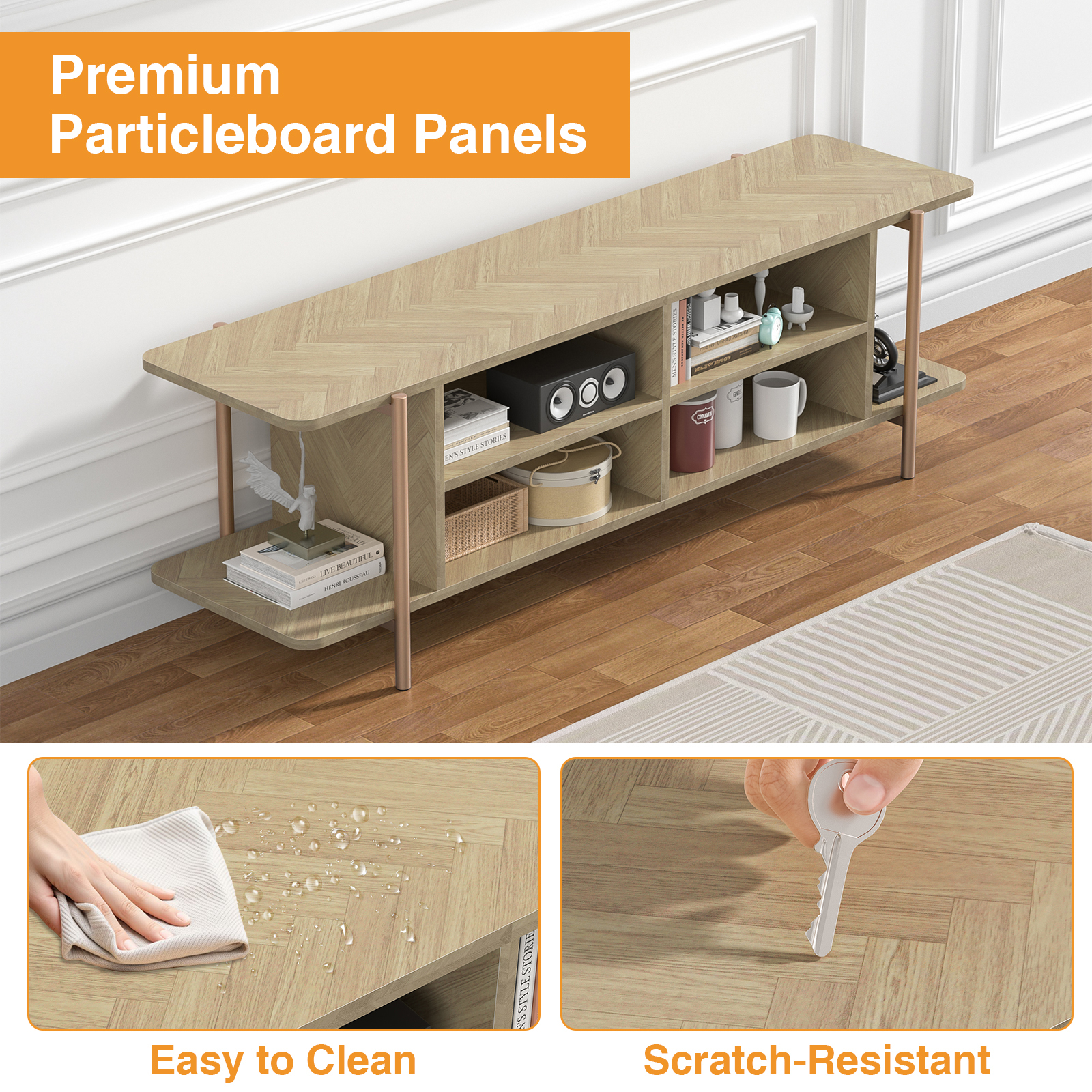 Anmytek TV Stand for TV up to 75 Inch, Entertainment Center TV Console Table