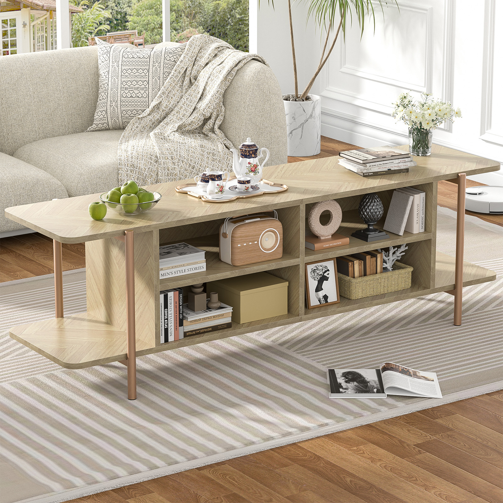 Anmytek TV Stand for TV up to 75 Inch, Entertainment Center TV Console Table