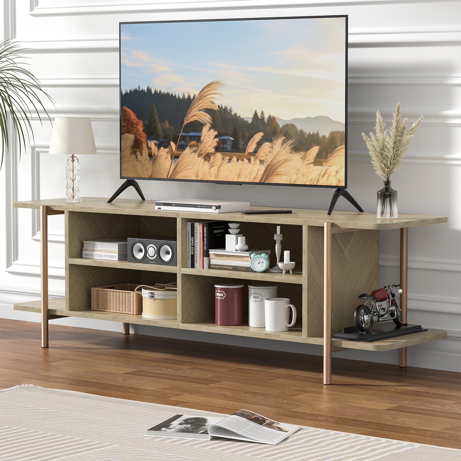 Anmytek TV Stand for TV up to 75 Inch, Entertainment Center TV Console Table