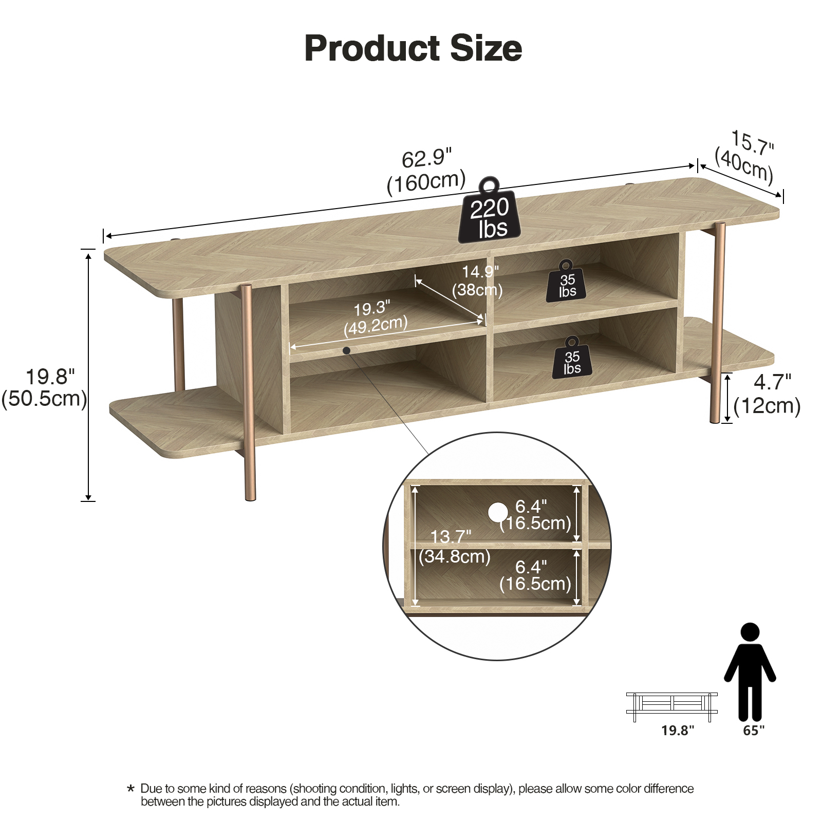 Anmytek TV Stand for TV up to 75 Inch, Entertainment Center TV Console Table