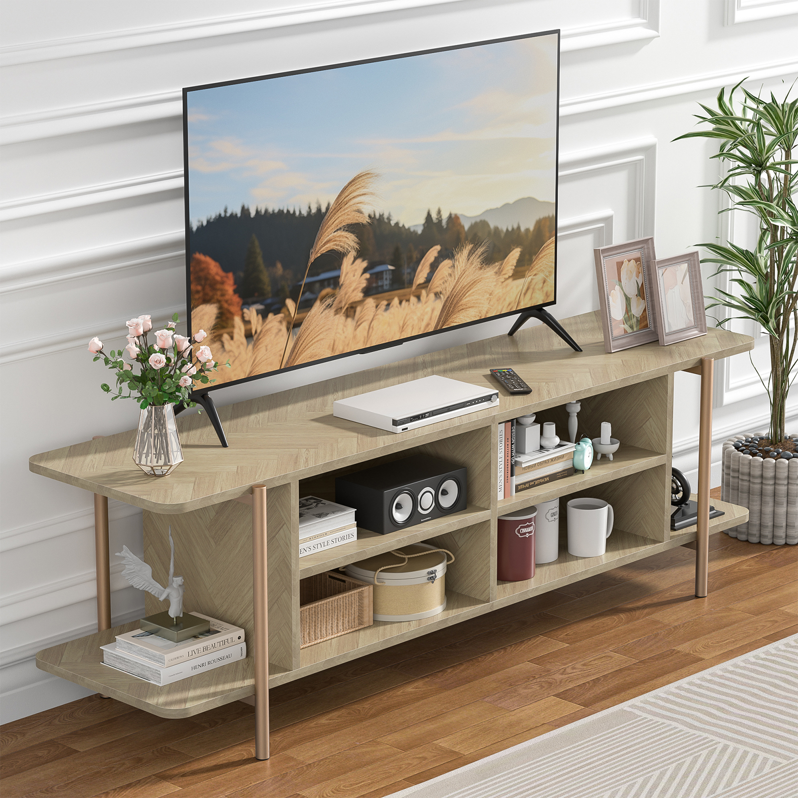 Anmytek TV Stand for TV up to 75 Inch, Entertainment Center TV Console Table