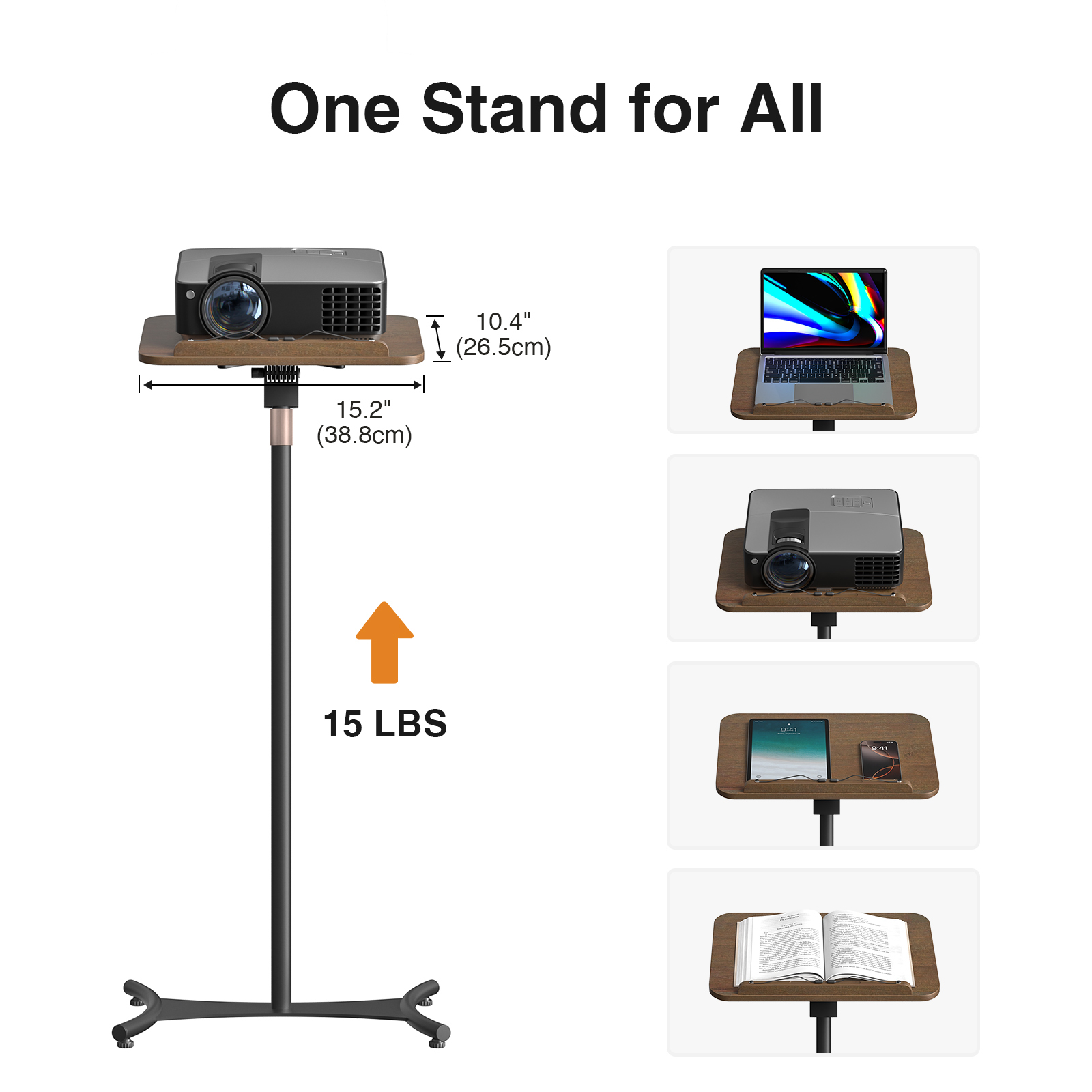 Anmytek Adjustable Floor Book Stand with Elastic Page Clips, Wooden Music Stand, Book Reading Holder