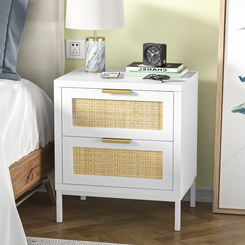 Polibi White 28.00 In. Rustic Storage Cabinet With 2 Drawers And 4 Rattan Basket For Dining Room, Living Room RS-71361-AAK - The Home Depot