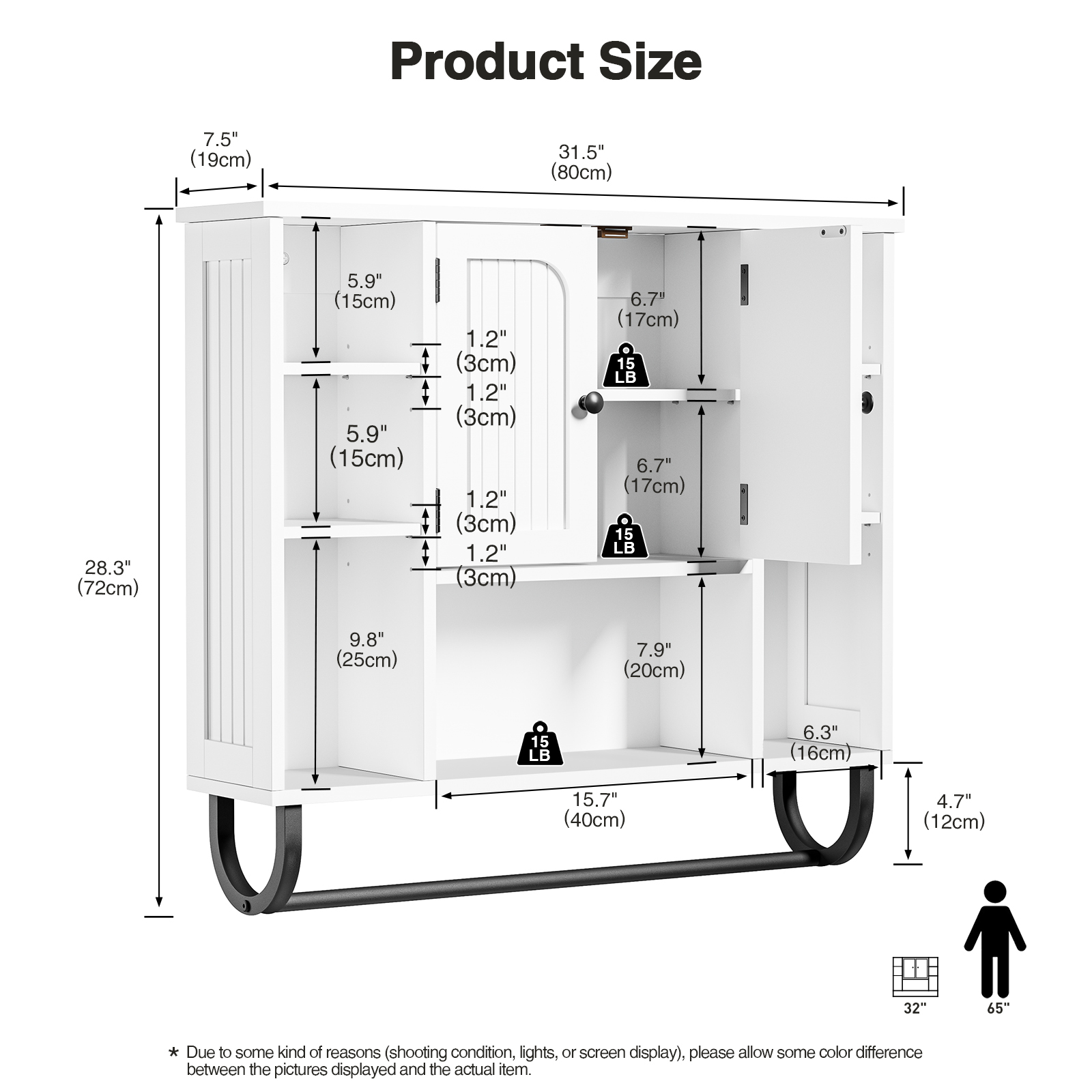 Anmytek White Bathroom Wall Cabinet, Over The Toilet Storage Cabinet Wall Mounted, Bathroom Organizers and Storage Wall Cabinet