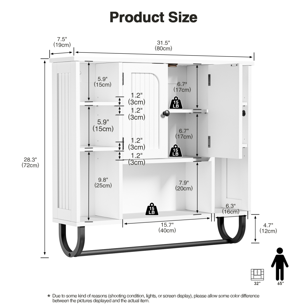 Anmytek White Bathroom Wall Cabinet, Over The Toilet Storage Cabinet Wall Mounted, Bathroom Organizers and Storage Wall Cabinet