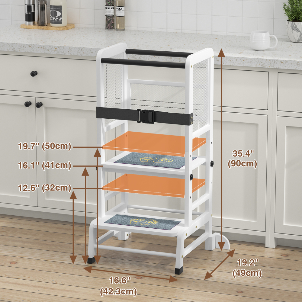 Anmytek Toddler Kitchen Step Stools, Adjustable Height Toddler Kitchen Stool Helper with Anti-Slip Protection