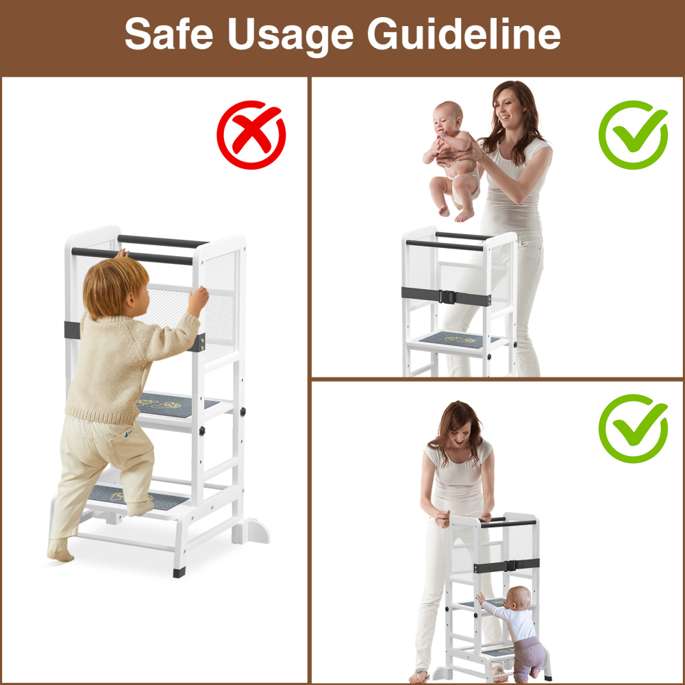 Anmytek Toddler Kitchen Step Stools, Adjustable Height Toddler Kitchen Stool Helper with Anti-Slip Protection