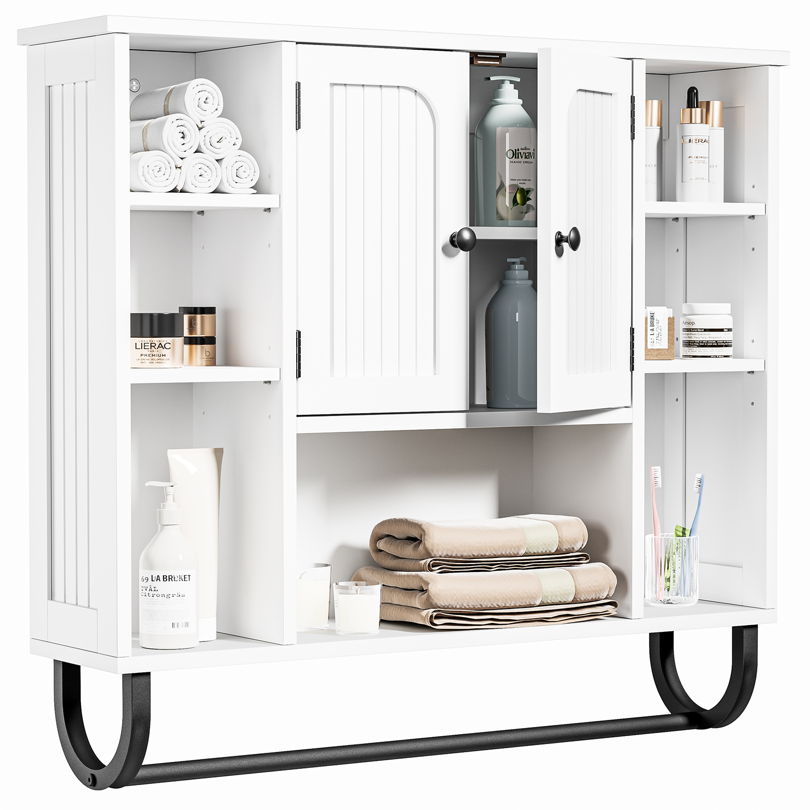 Anmytek White Bathroom Wall Cabinet, Over The Toilet Storage Cabinet Wall Mounted, Bathroom Organizers and Storage Wall Cabinet