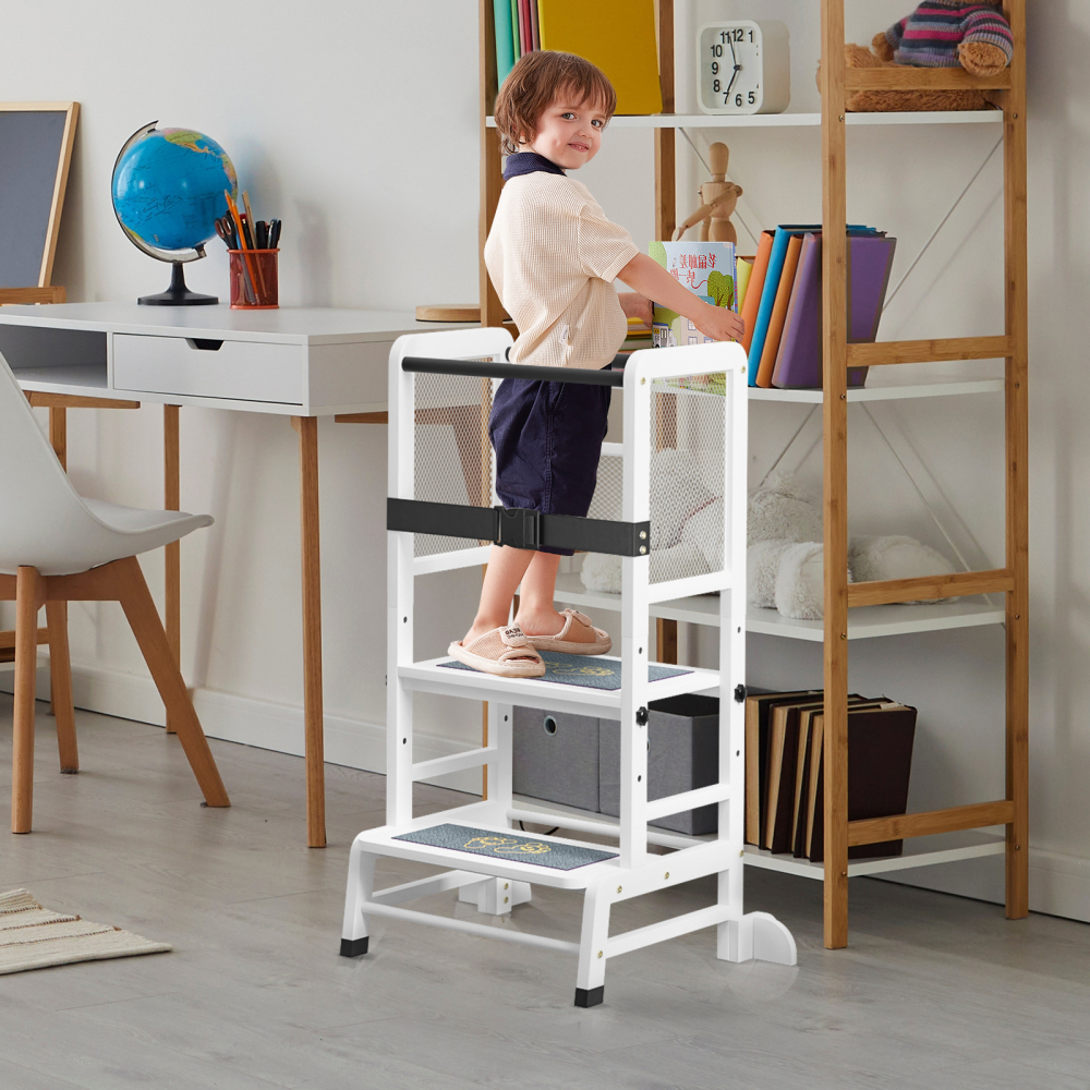 Anmytek Toddler Kitchen Step Stools, Adjustable Height Toddler Kitchen Stool Helper with Anti-Slip Protection