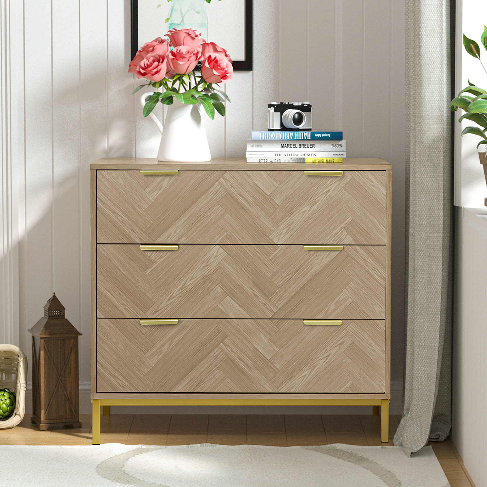 Anmytek 6 Drawer Double Dresser Storage Modern Wood Chest