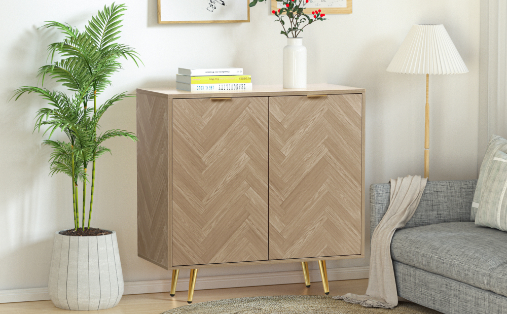 Anmytek Sideboard Buffet Cabinet with 2 Doors and Adjustable Shelf