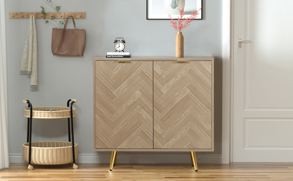 Anmytek Sideboard Buffet Cabinet with 2 Doors and Adjustable Shelf