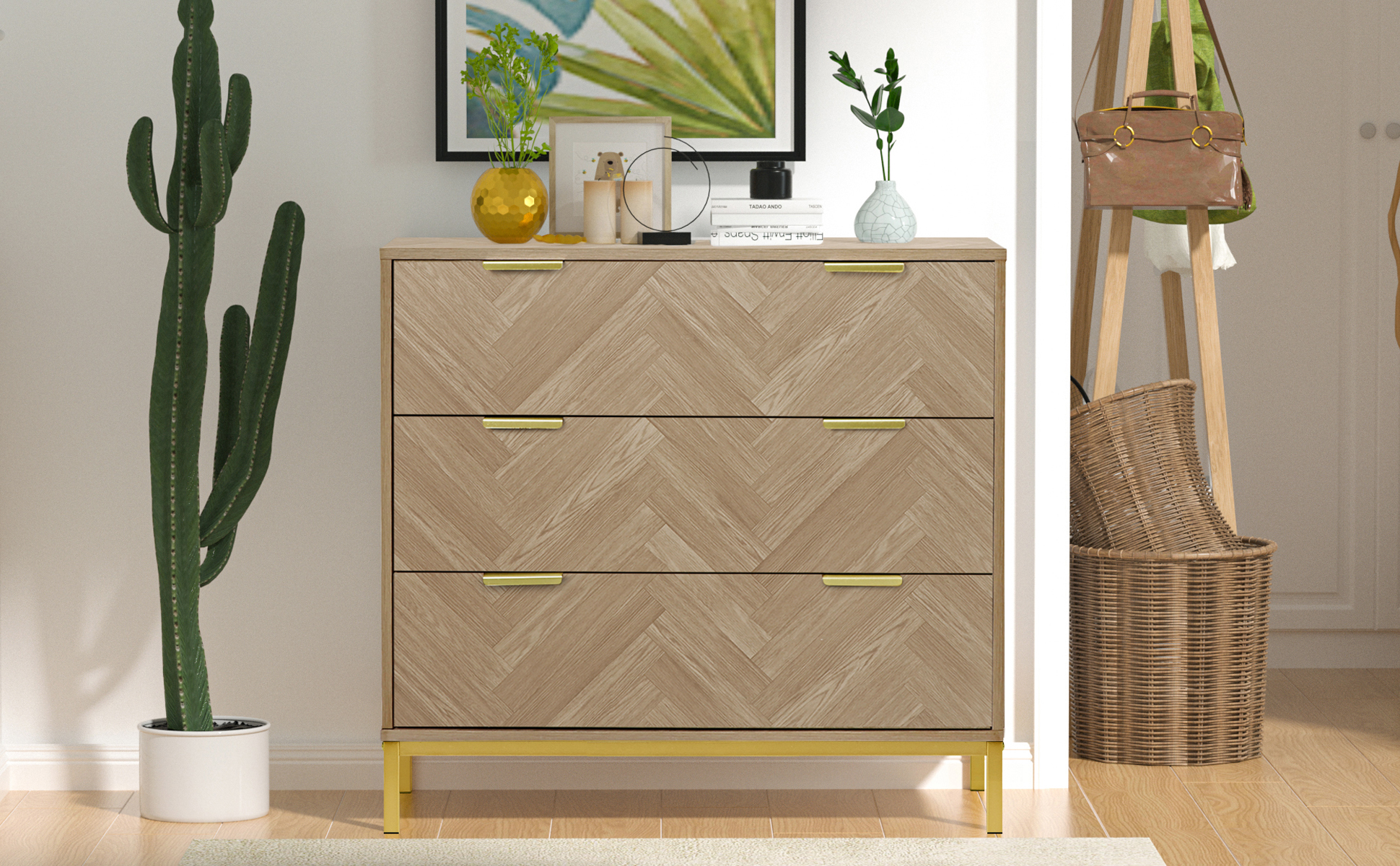 Anmytek White Dresser for Bedroom, 3 Drawer Dresser with Spacious Storage