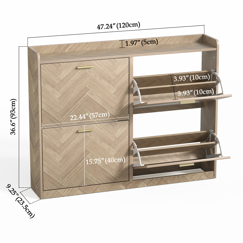 Anmytek Large Shoe Storage Cabinet with 4 Flip Drawers, Freestanding Hidden Shoe Storage Cabinet