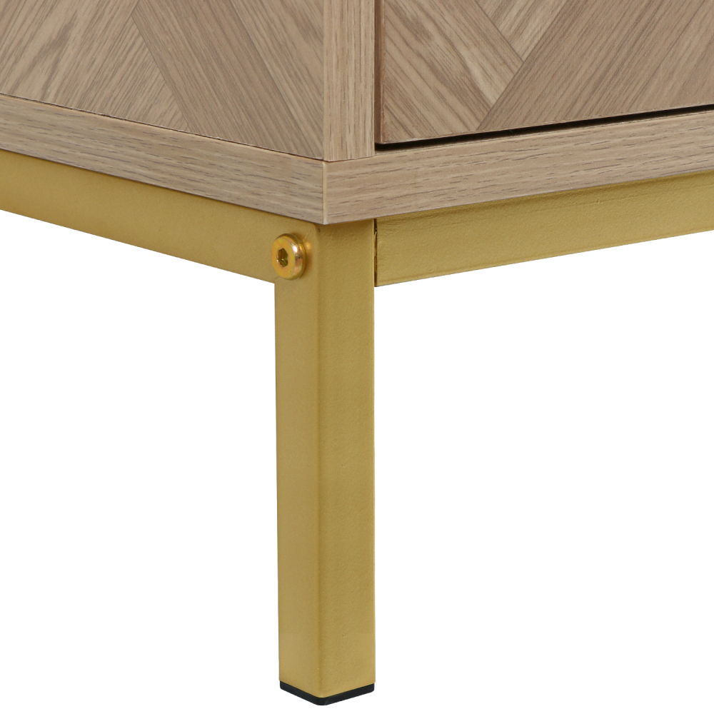 Anmytek 2 Door Wood Accent Storage Cabinet, 43" H Natural Oak Tall Sideboard