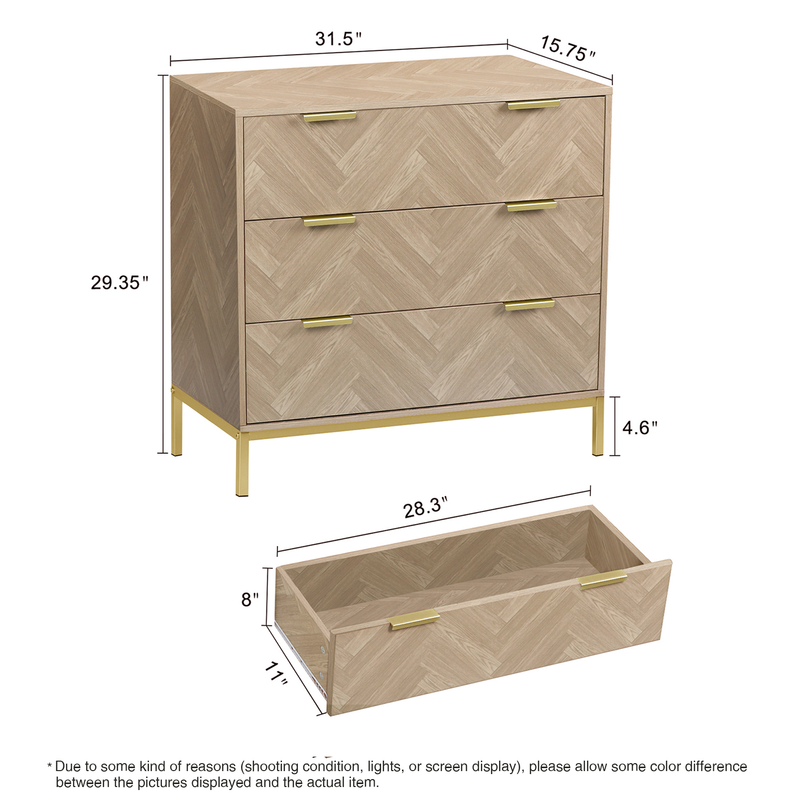Anmytek 6 Drawer Double Dresser Storage Modern Wood Chest