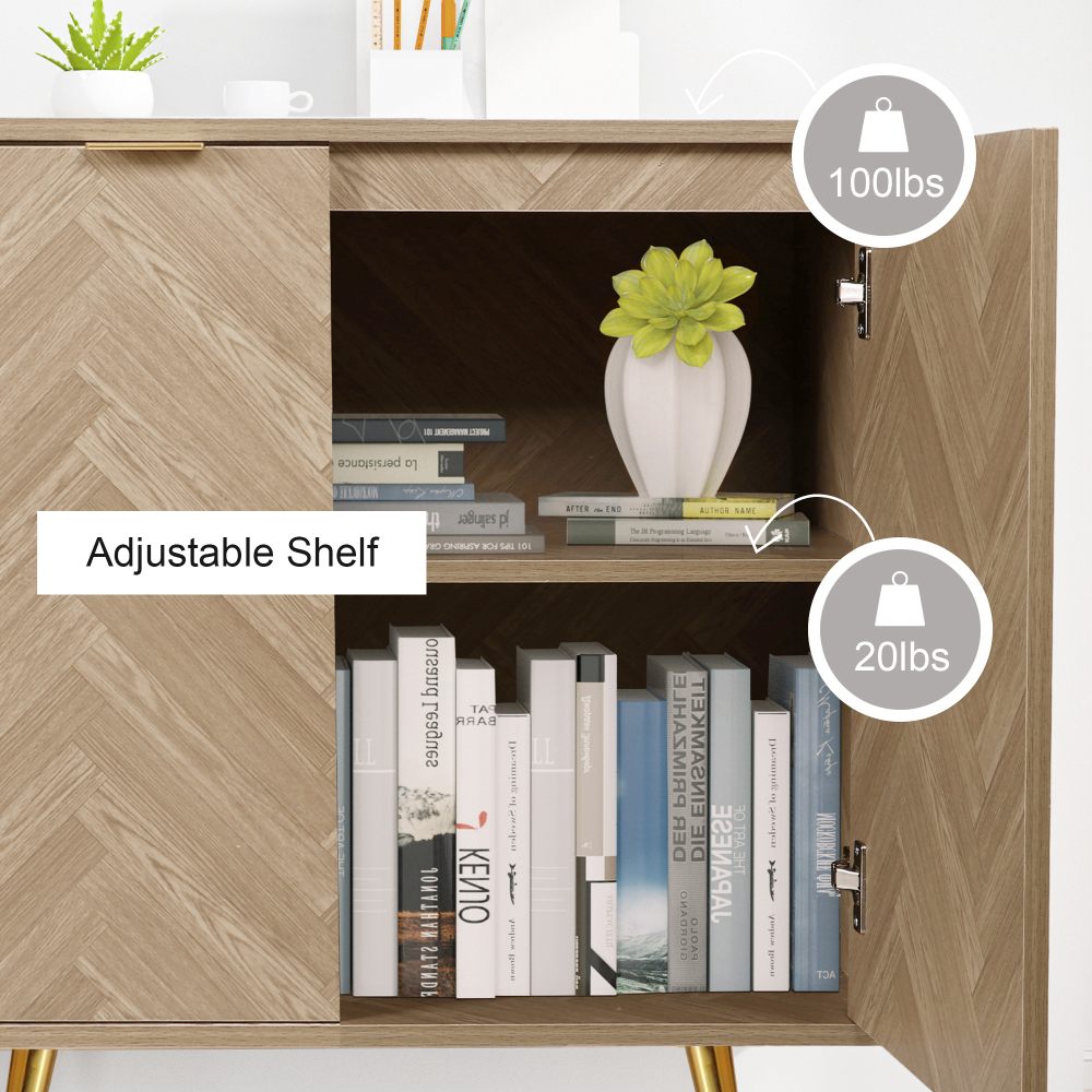 Anmytek Sideboard Buffet Cabinet with 2 Doors and Adjustable Shelf