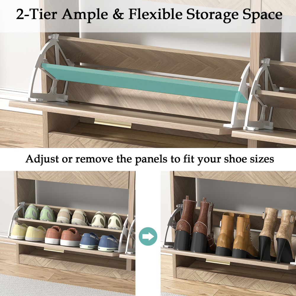 Anmytek Large Shoe Storage Cabinet with 4 Flip Drawers, Freestanding Hidden Shoe Storage Cabinet