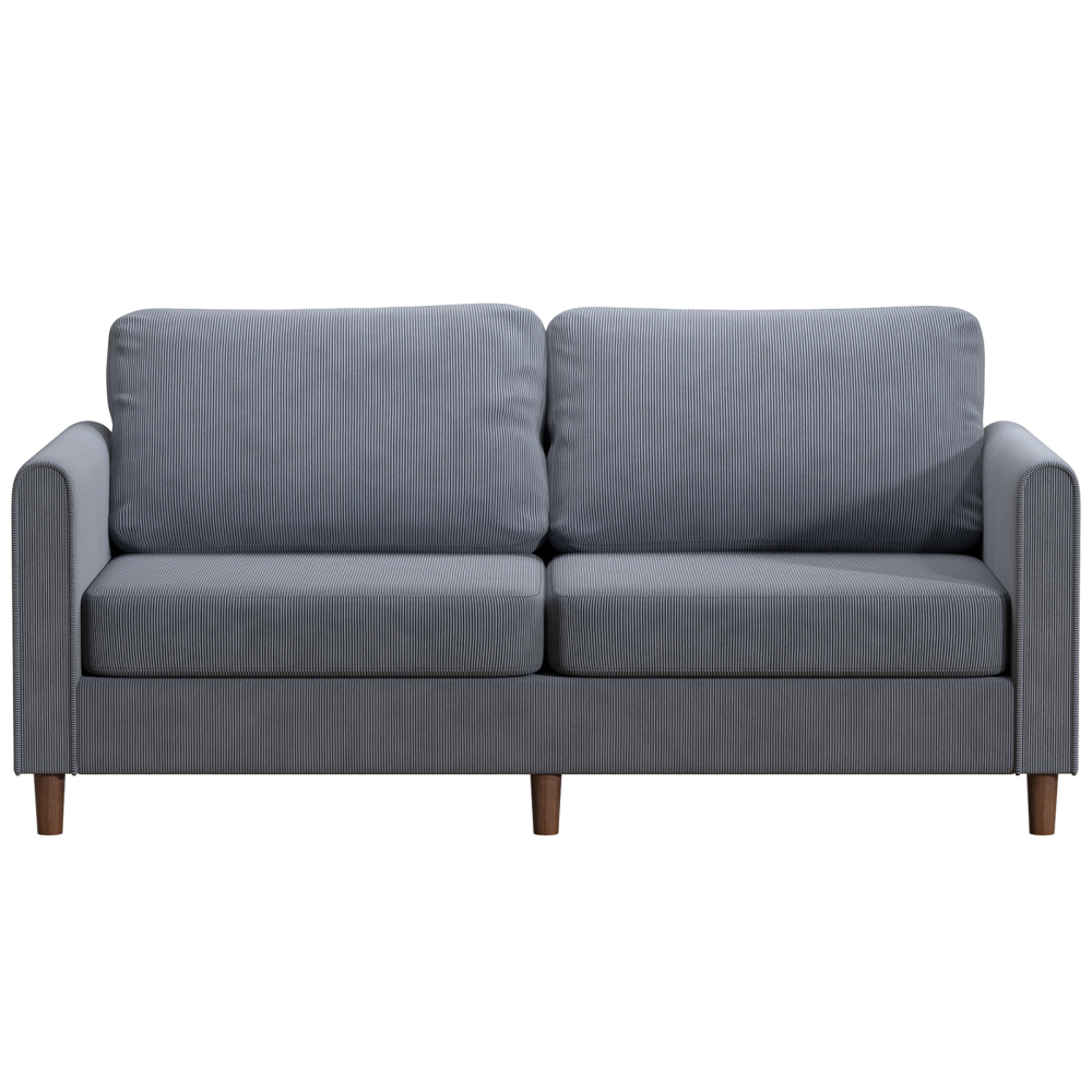 Anmytek 69" W Loveseat Sofa, Corduroy Couch with Spring Cushion, Upholstered Couch Sleeper, Wood Small Couches
