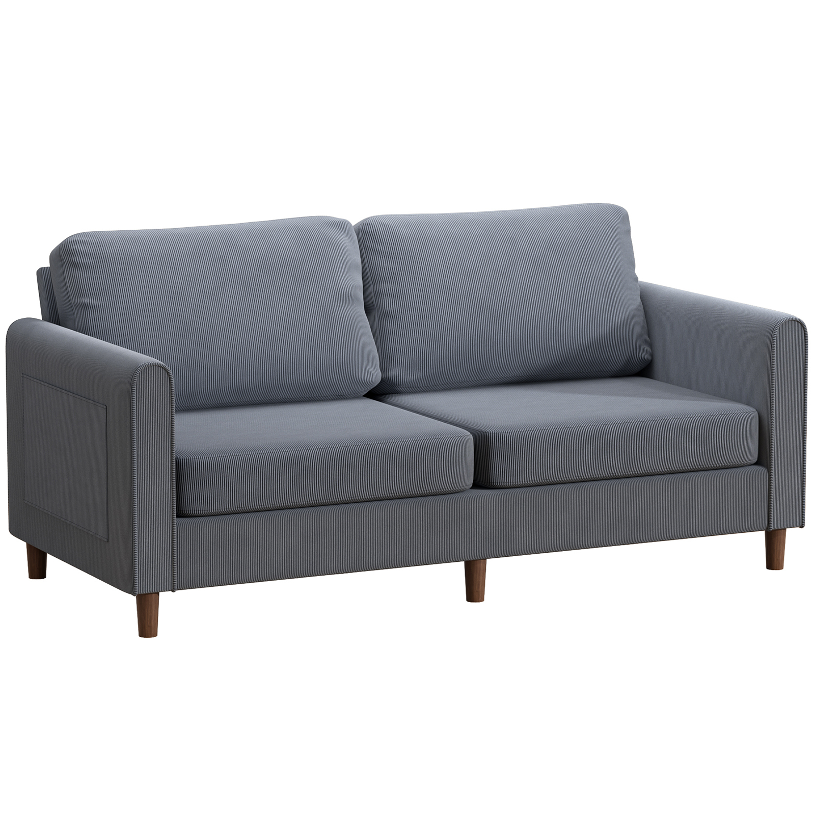 Anmytek 69" W Loveseat Sofa, Corduroy Couch with Spring Cushion, Upholstered Couch Sleeper, Wood Small Couches