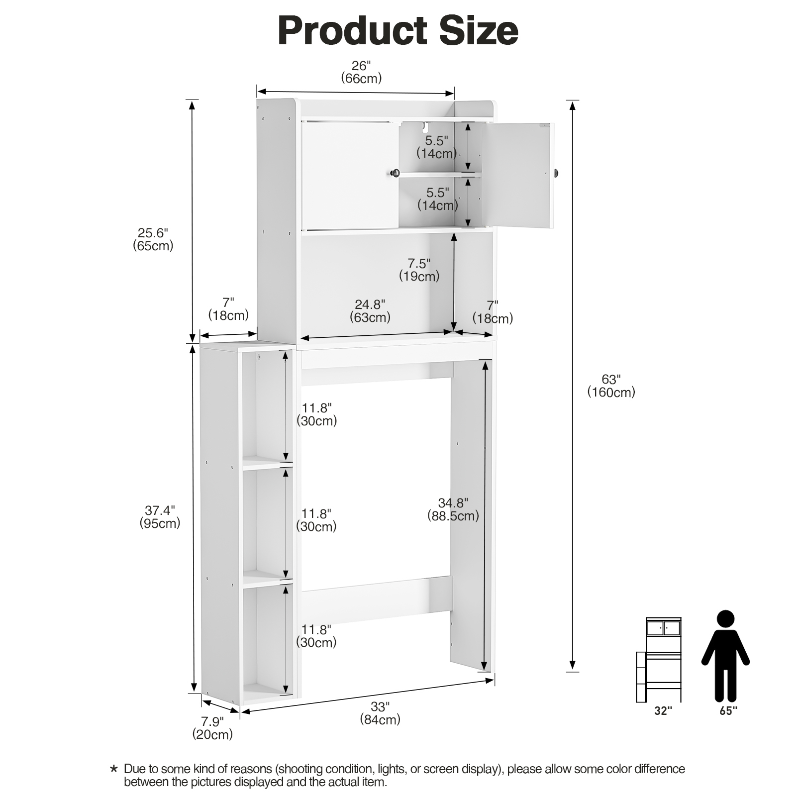 Anmytek Over The Toilet Storage Cabinet, Freestanding Farmhouse Storage Cabinet Over Toilet, Bathroom Storage Cabinet Organizer