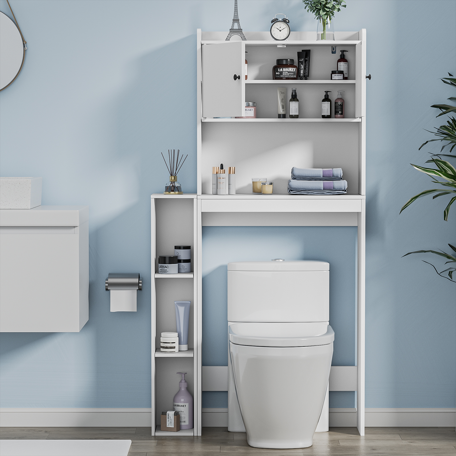 Anmytek Over The Toilet Storage Cabinet, Freestanding Farmhouse Storage Cabinet Over Toilet, Bathroom Storage Cabinet Organizer