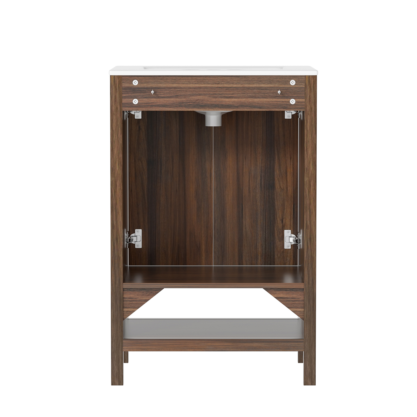 Anmytek Bathroom Vanity with Ceramic Sink, Walnut Modern Bathroom Vanity Cabinet Set (Faucet Not Included)