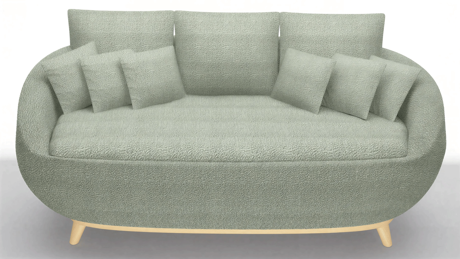 Modern Nordic Fabric Sofa, 94.5" 3-Seater Couch with Curved Wraparound Arms, Birch Wood Base, for Living Room