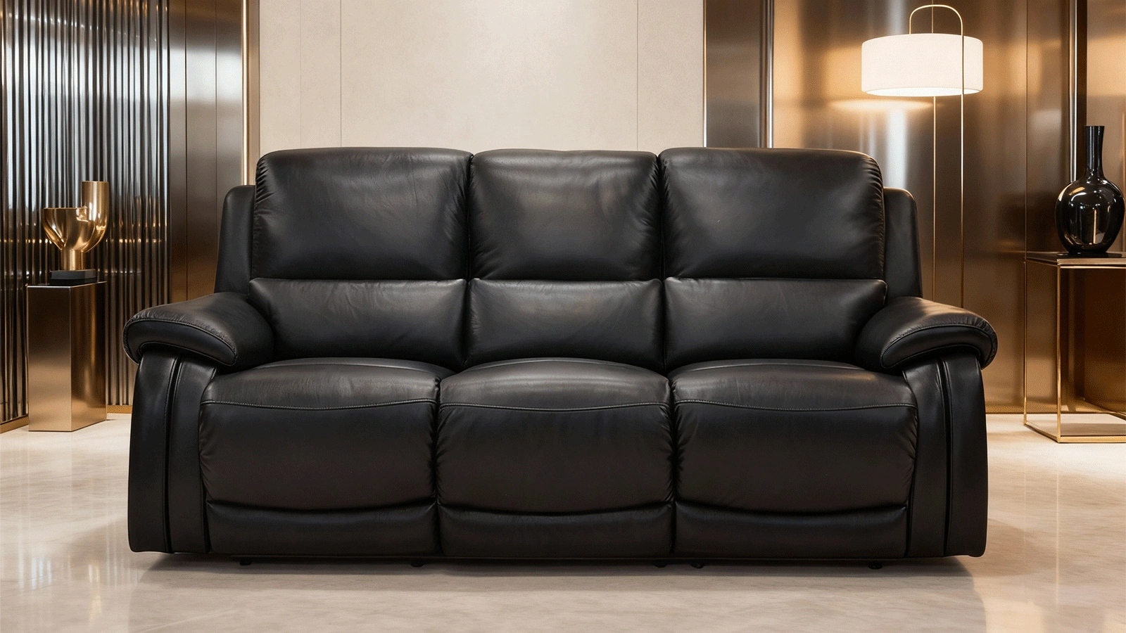Anmytek 3-Seater Manual Recliner Sofa, Adjustable Backrest for Large Living Room, Modern Big Space Sofa