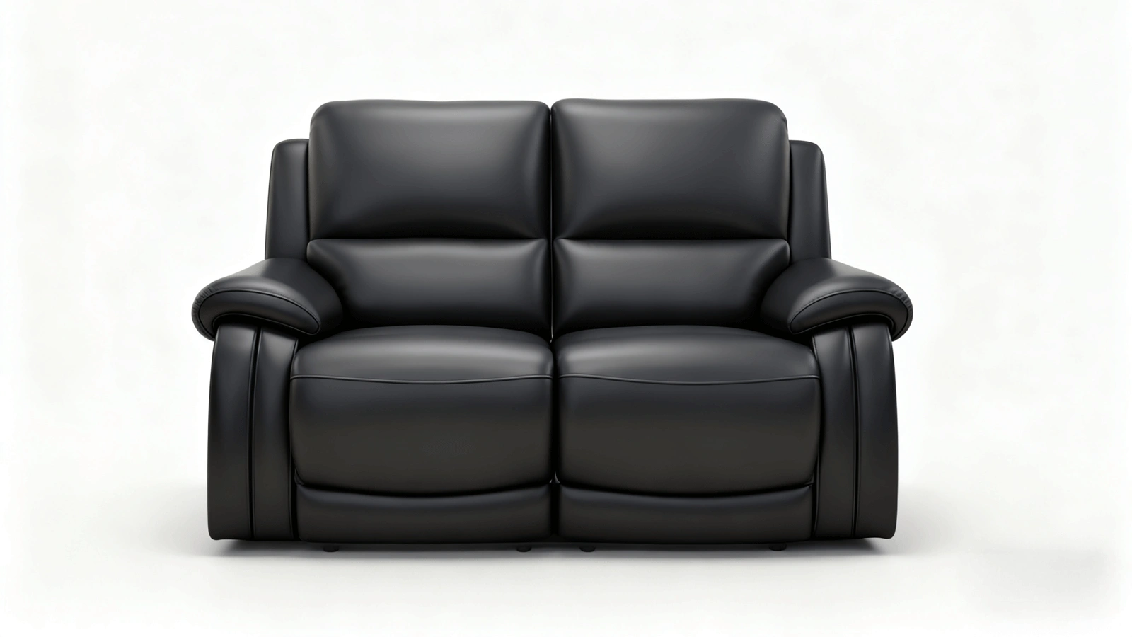 Anmytek 2-Seater Manual Recliner Sofa, Adjustable Backrest for Two, Modern Black Fabric Sofa with Wide Seating