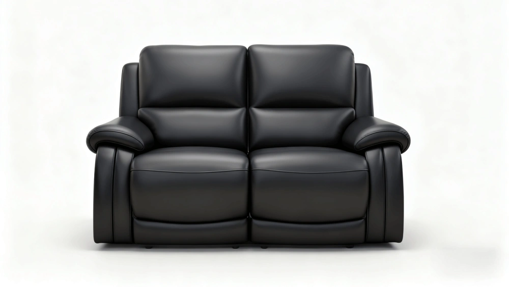 Anmytek 2-Seater Manual Recliner Sofa, Adjustable Backrest for Two, Modern Black Fabric Sofa with Wide Seating